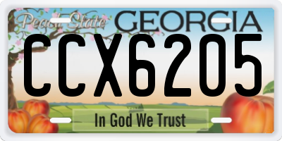 GA license plate CCX6205