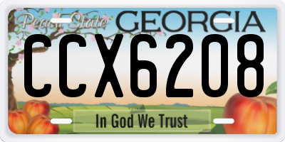GA license plate CCX6208