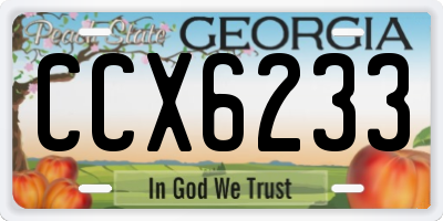 GA license plate CCX6233