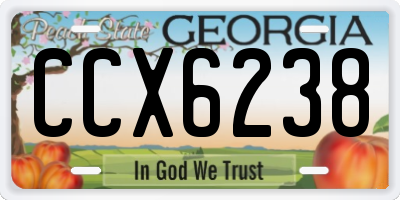 GA license plate CCX6238