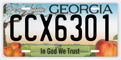 GA license plate CCX6301