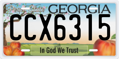 GA license plate CCX6315