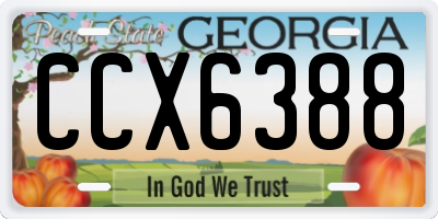GA license plate CCX6388