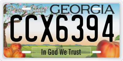 GA license plate CCX6394