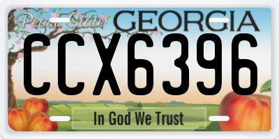 GA license plate CCX6396