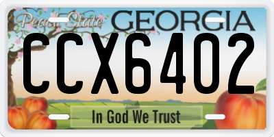 GA license plate CCX6402