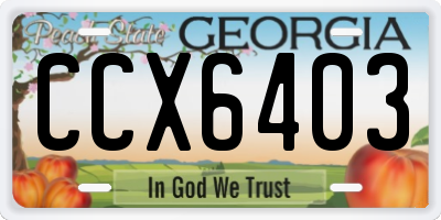 GA license plate CCX6403