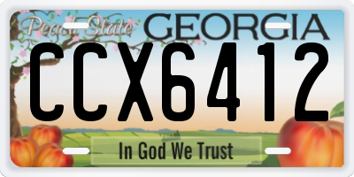 GA license plate CCX6412
