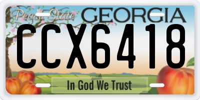 GA license plate CCX6418