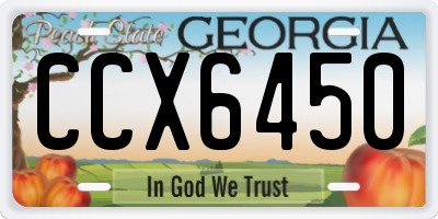 GA license plate CCX6450
