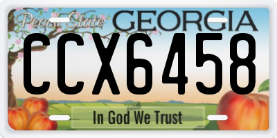 GA license plate CCX6458