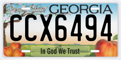 GA license plate CCX6494