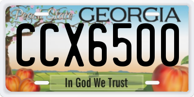 GA license plate CCX6500