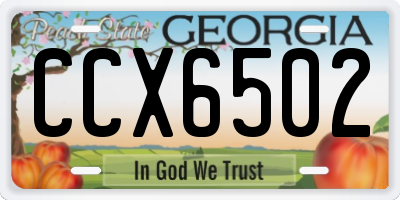 GA license plate CCX6502