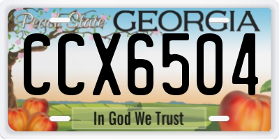 GA license plate CCX6504