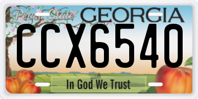 GA license plate CCX6540