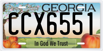 GA license plate CCX6551