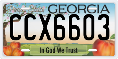 GA license plate CCX6603