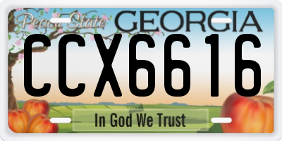 GA license plate CCX6616