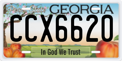 GA license plate CCX6620