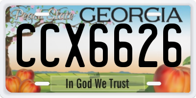 GA license plate CCX6626