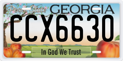 GA license plate CCX6630