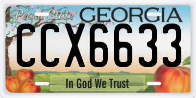 GA license plate CCX6633