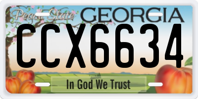 GA license plate CCX6634