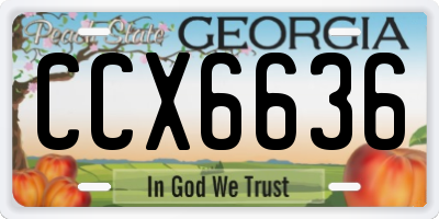 GA license plate CCX6636