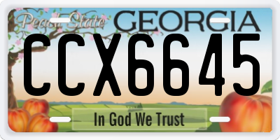 GA license plate CCX6645