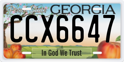 GA license plate CCX6647