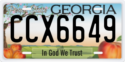 GA license plate CCX6649