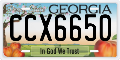 GA license plate CCX6650