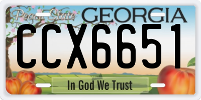 GA license plate CCX6651