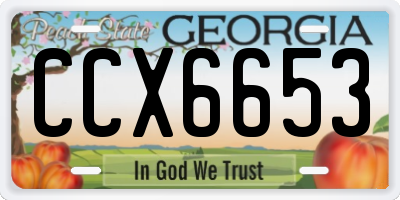 GA license plate CCX6653