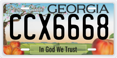 GA license plate CCX6668