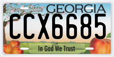 GA license plate CCX6685