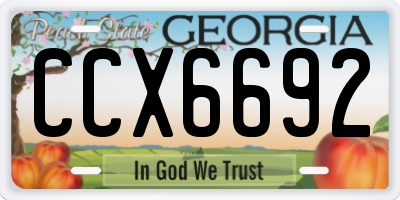 GA license plate CCX6692