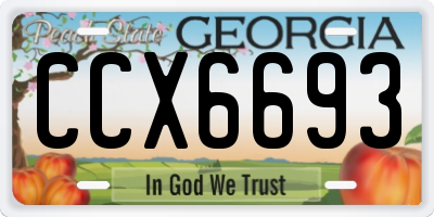 GA license plate CCX6693