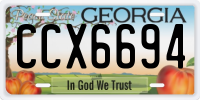 GA license plate CCX6694