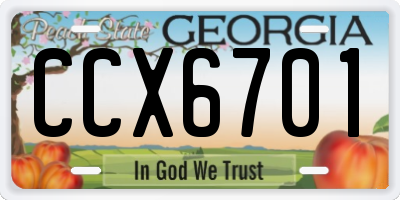 GA license plate CCX6701
