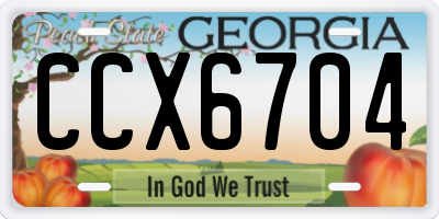 GA license plate CCX6704
