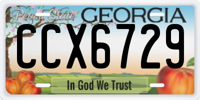 GA license plate CCX6729