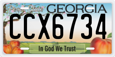 GA license plate CCX6734