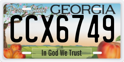 GA license plate CCX6749