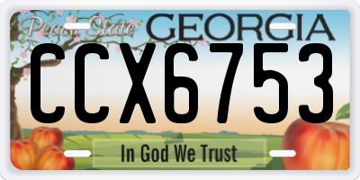 GA license plate CCX6753
