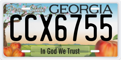 GA license plate CCX6755