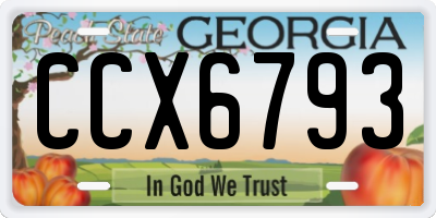 GA license plate CCX6793