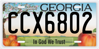 GA license plate CCX6802