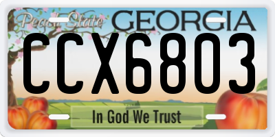 GA license plate CCX6803